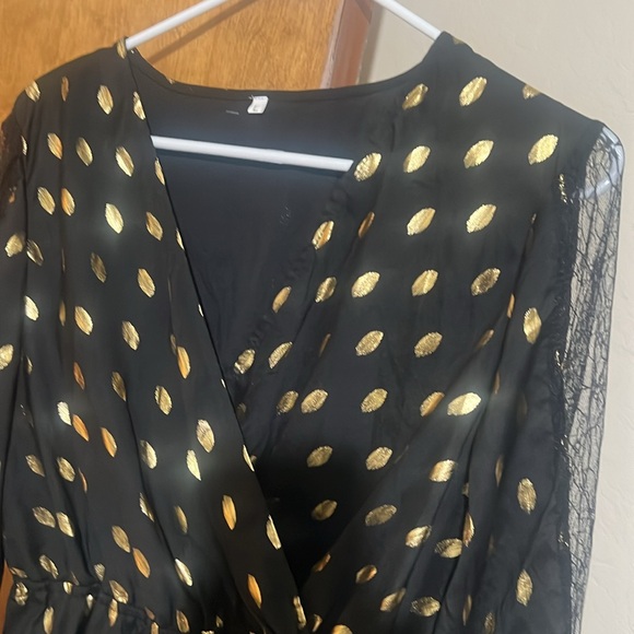 Short, black with gold polka dots dress - Picture 2 of 2